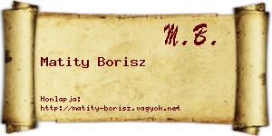 Matity Borisz névjegykártya